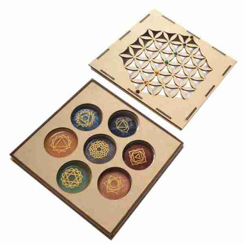 7 Chakra Crystal Set in Flower of Life Gift Box