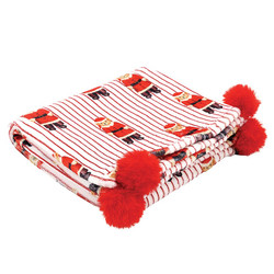 Plush Blanket - Santa Bear + Red Stripes