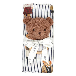 Swaddle + Plush Rattle - Bear