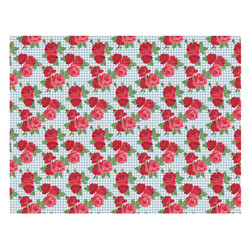 Baby Blanket - Blue Gingham + Red Roses