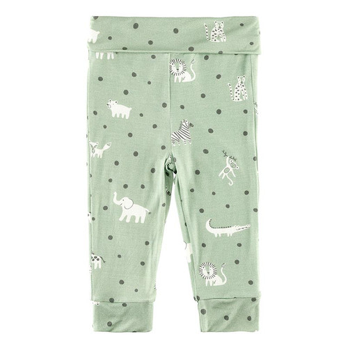 Grow With Me Pants - Green Safari + Dots