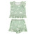 Two-Piece Short Sleeve + Shorts Ruffle Set - Green Safari + Dots