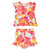 Two-Piece Short Sleeve + Shorts Ruffle Set - Rose Floral