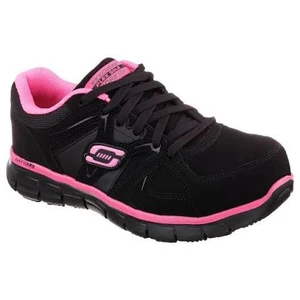 Skechers Work Women's Synergy - Sandlot Alloy Toe Lace-Up Work Shoe Black/Pink - SKU: 76553