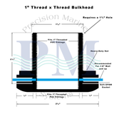 dimension diagram for 1 inch thread x thread bulkhead fitting
