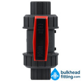 ¾ true union slip ball valve front view