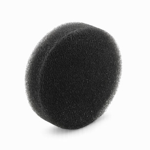 6¼-inch round black replacement filter sponge with open-cell foam construction, shown at an angle on a white background. Suitable for many media and calcium reactors that use a 6¼-inch diameter replacement sponge.