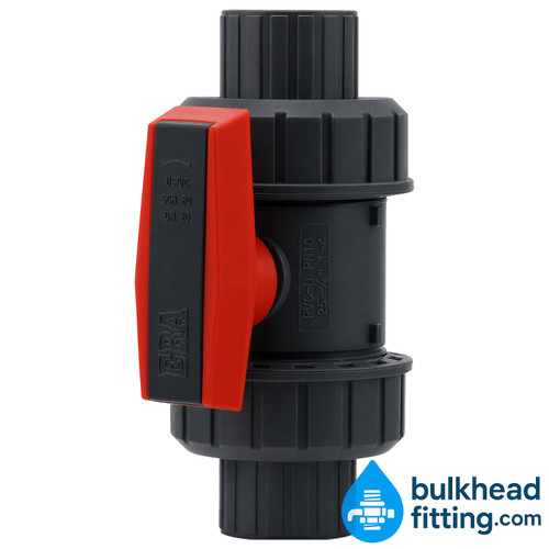 ¾ true union slip ball valve angle view
