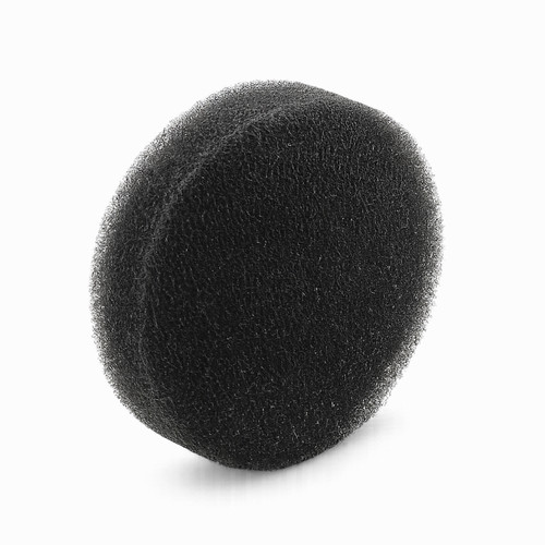 6¼-inch round black replacement filter sponge with open-cell foam construction, shown at an angle on a white background. Suitable for many media and calcium reactors that use a 6¼-inch diameter replacement sponge.