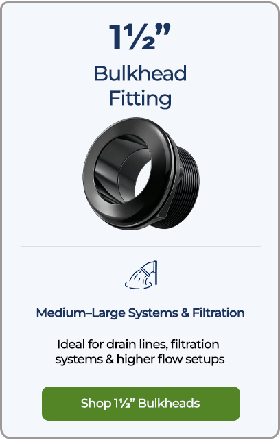 Shop one-and-a-half-inch bulkhead fittings for drains and filtration