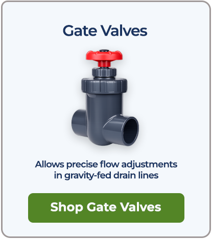 PVC gate valve for precise flow control in gravity-fed drain systems