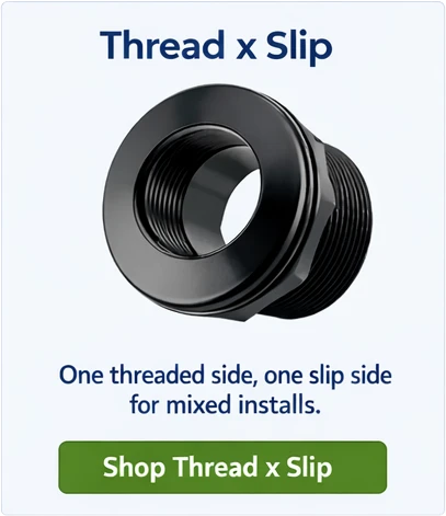 Thread x Slip bulkhead fittings