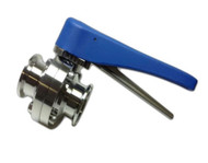 1.5" Sanitary Tri-Clamp Butterfly Valve - Blue Plastic Lever Handle (L-Style) - EPDM Seat – 304 Stainless