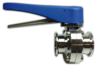2" Sanitary Tri-Clamp Butterfly Valve – Blue Plastic Lever Handle – EPDM Seat – 304 Stainless