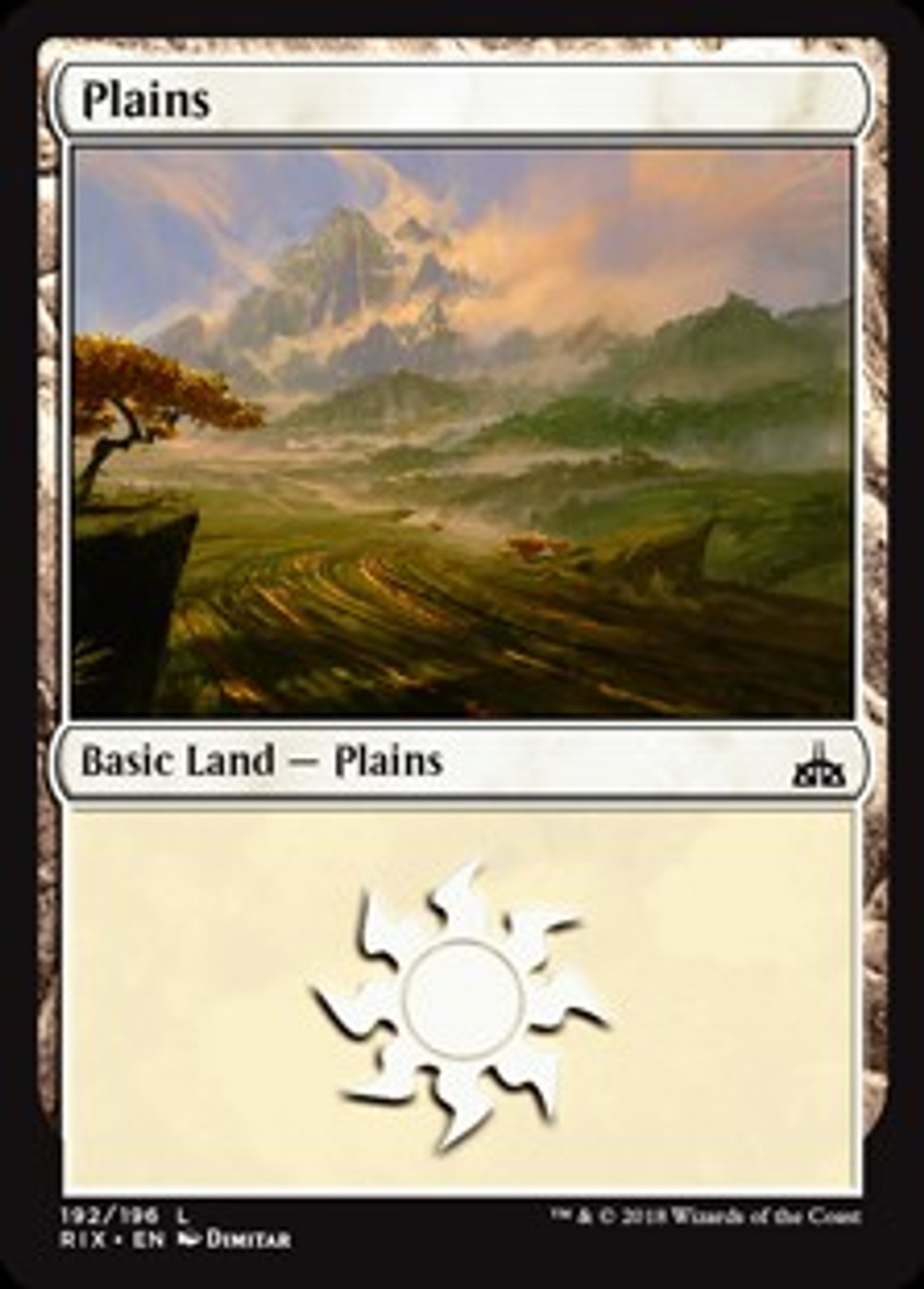 Magic The Gathering Rivals of Ixalan Single Card Land Plains 192 ToyWiz