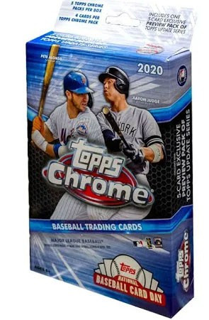MLB Topps 2020 Chrome Baseball Trading Card HANGER Box 5 Packs 1 Update