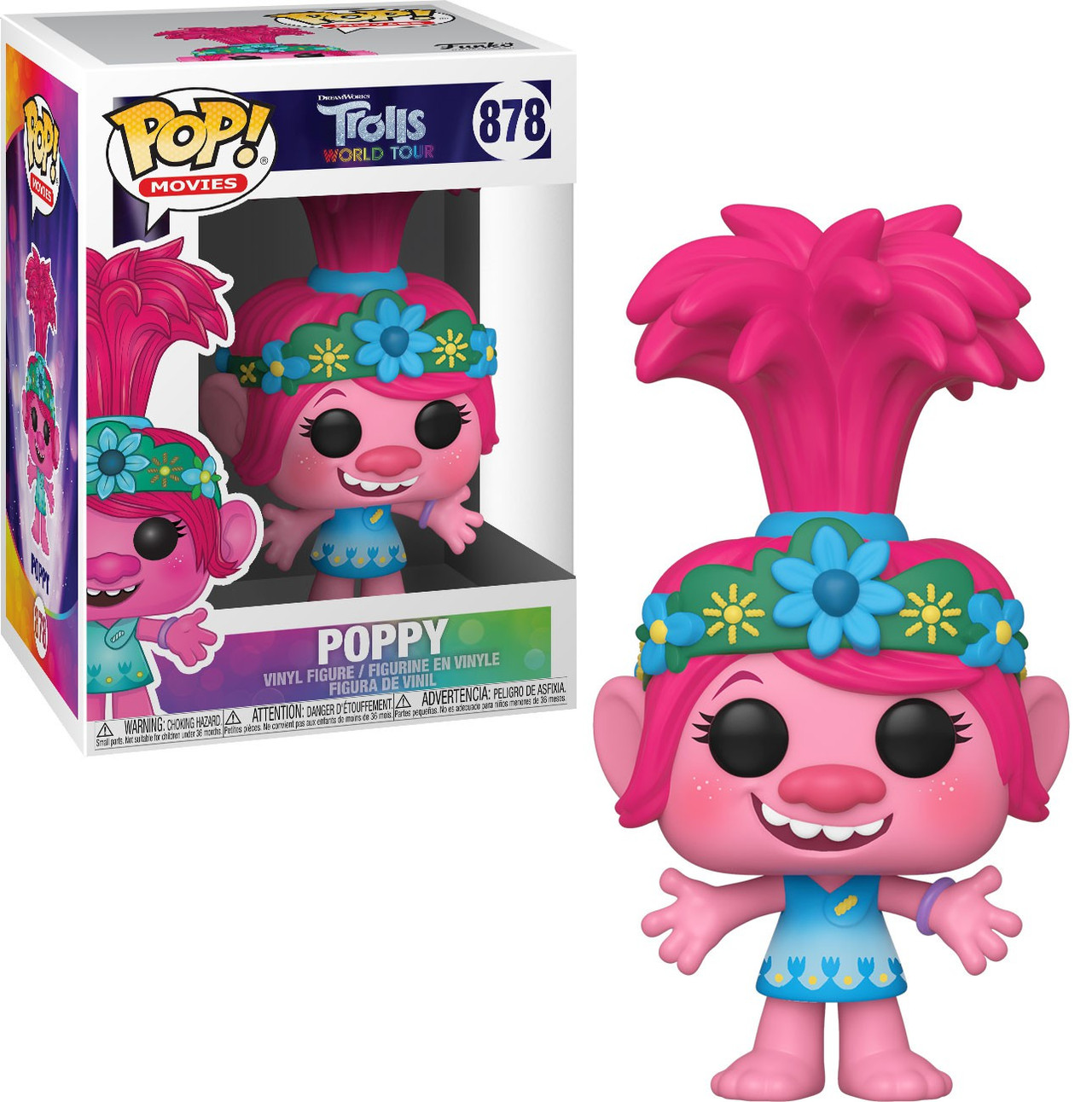 Funko Pop! Trolls World Tour - Poppy Con Chitarra - Statuetta In Vinile Da Collezione 9 Cm - Esclusiva, 47349