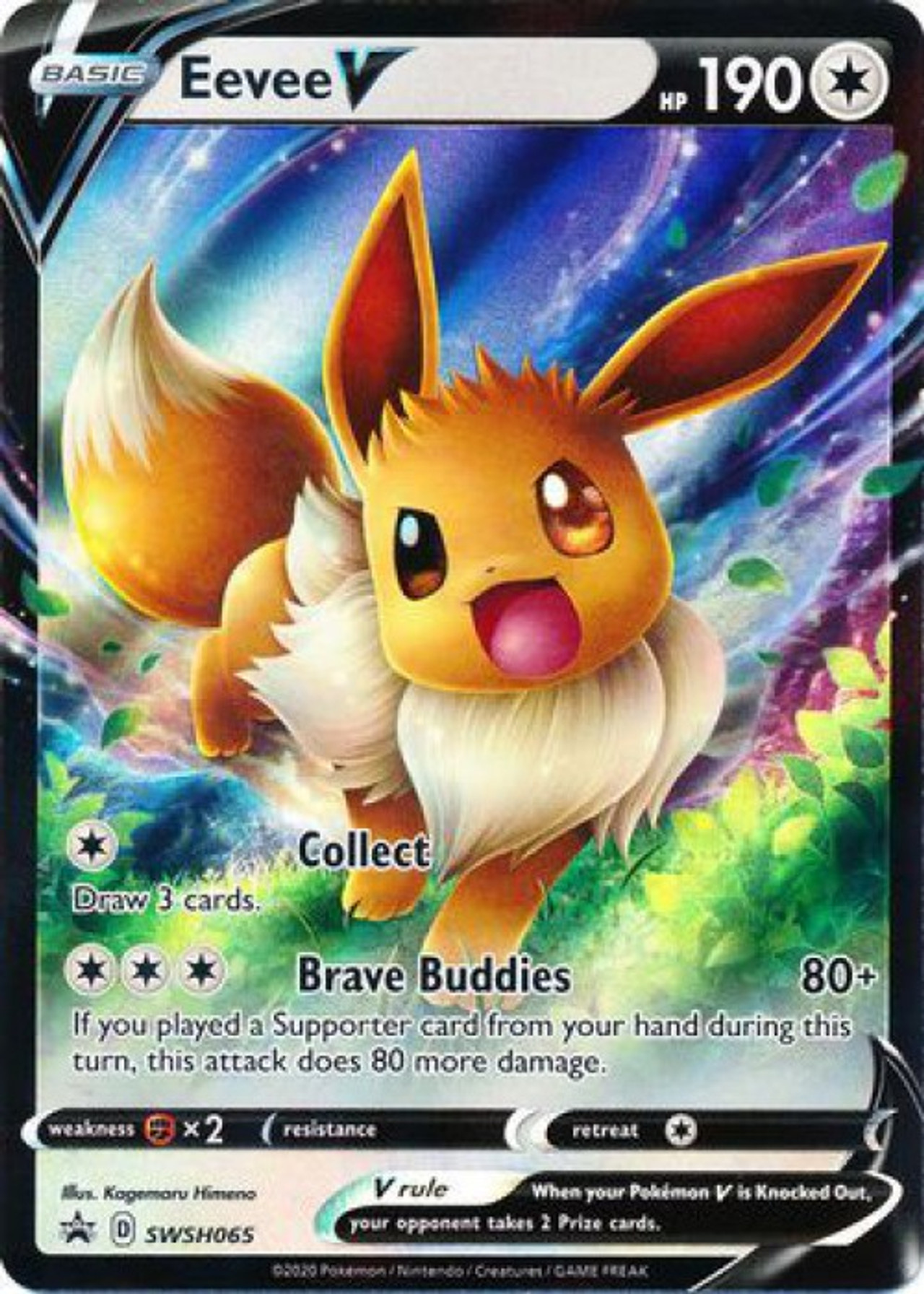Pokemon Sword Shield Promo Single Card Rare Holo Eevee V SWSH065 ToyWiz pokemon-sword-shield-promo-single-card-rare-holo-eevee-v-swsh065-toywiz