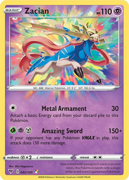 Pokemon Sword Shield Vivid Voltage Single Card Amazing Rare Zacian 82