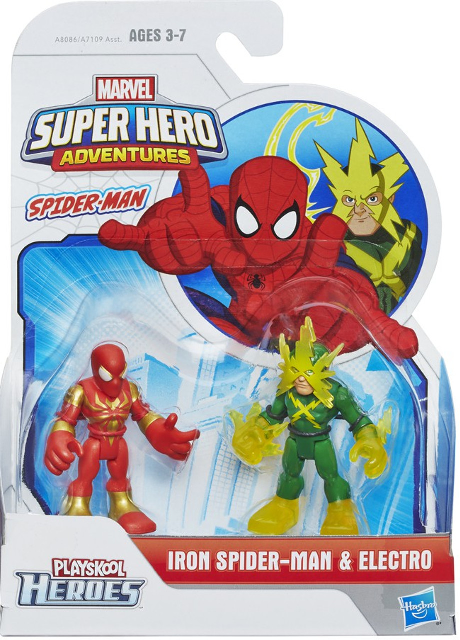 Marvel Playskool Heroes Super Hero Adventures Iron Spider Man Electro Action Figure 2 Pack Hasbro Toys Toywiz - all new codes in super hero adventures online roblox