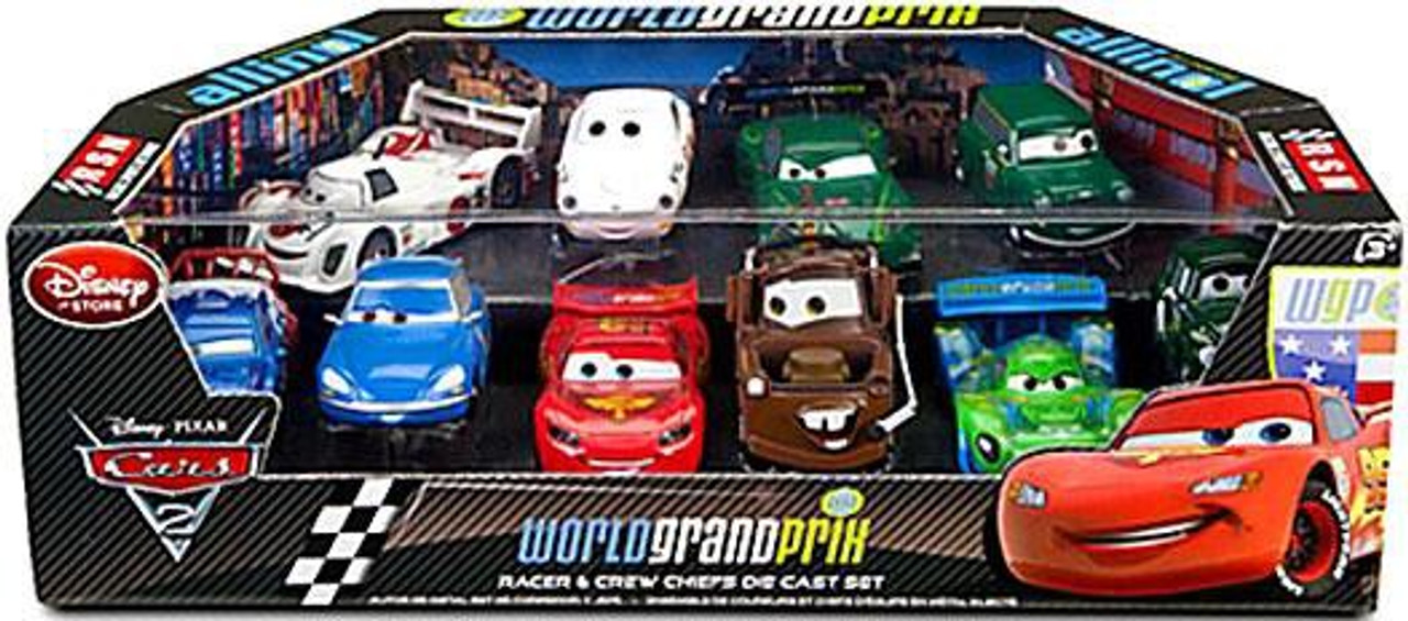 Disney Pixar Cars Cars 2 143 Multi Packs World Grand Prix Racer Crew Chiefs Exclusive 143 Diecast Car Set Set 1 Damaged Package Toywiz