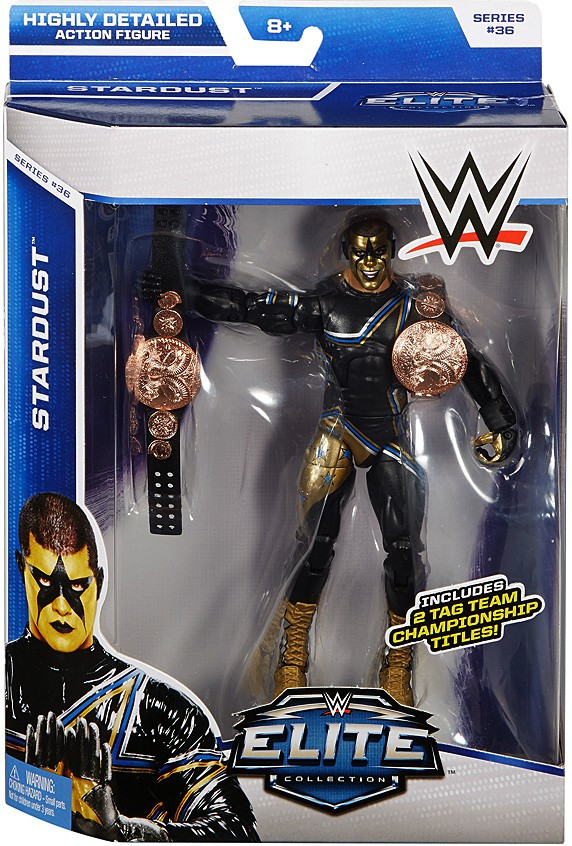 WWE Wrestling Elite Collection Series 36 Stardust 6 Action Figure 2 Tag Team Championship Titles