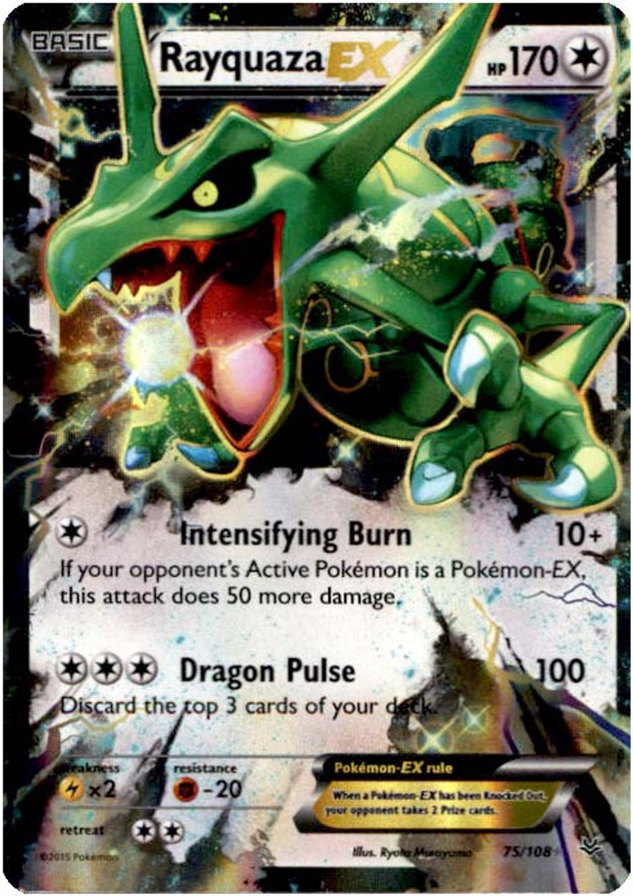 Pokemon X Y Roaring Skies Single Card Ultra Rare Holo Rayquaza Ex 75 Toywiz - rayquaza thundurus pokémon fighters ex roblox