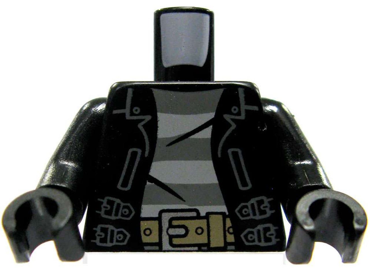 Lego Minifigure Parts Black Leather Jacket With Striped Shirt Torso Loose Torso Loose Toywiz - z black and white striped shirt roblox