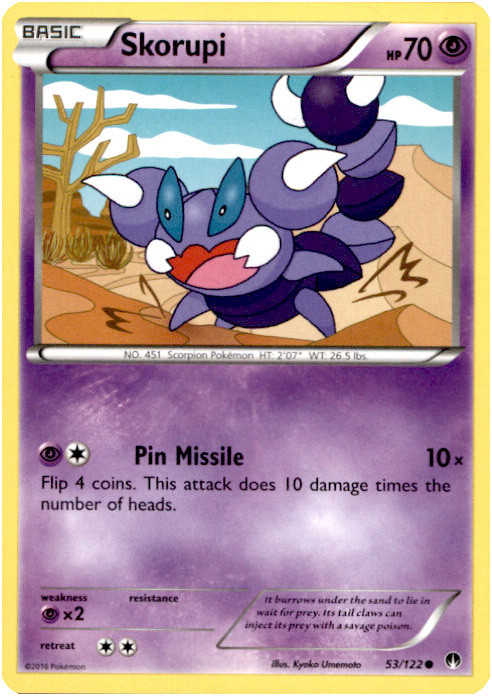 skorupi pokemon card HS Triumphant Common 76/102 Colorless Retreat Cost Skorupi 121 - Reverse Holofoil