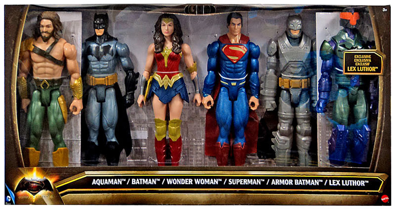 Dc Batman V Superman Dawn Of Justice Aquaman Batman Wonder Woman Superman Armor Batman Lex Luthor Exclusive 12 Action Figure 6 Pack Mattel Toys Toywiz - batman v superman dawn of justice batwing roblox