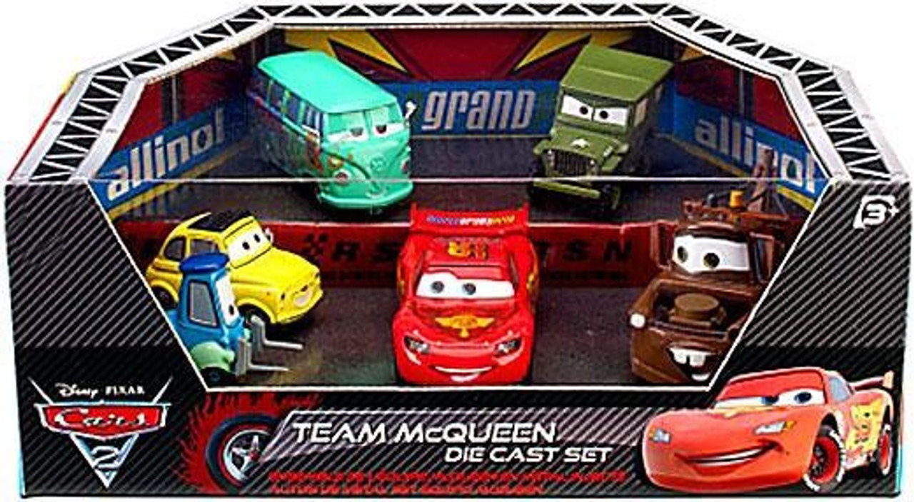 Disney Pixar Cars Cars 2 Playsets Team McQueen Exclusive 155 Diecast disney-pixar-cars-cars-2-playsets-team-mcqueen-exclusive-155-diecast