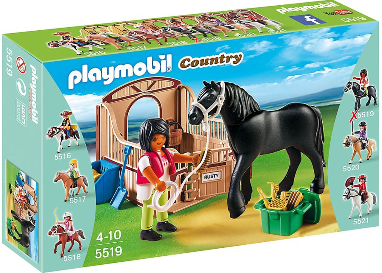 Playmobil Country Black Stallion with Stall Set 5519 - ToyWiz