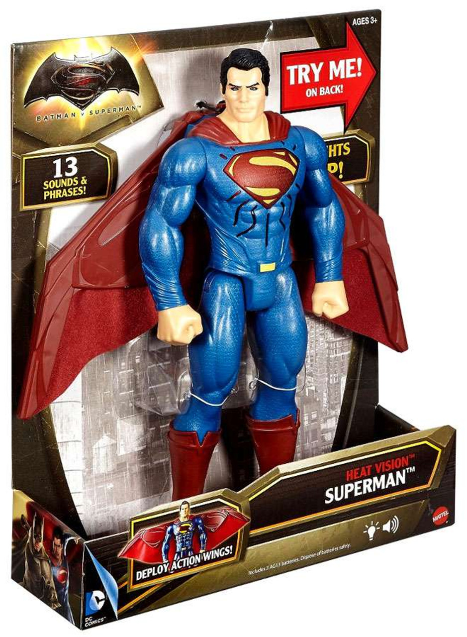 Dc Batman V Superman Dawn Of Justice Heat Vision Superman 12 Action Figure Lights Sounds Mattel 