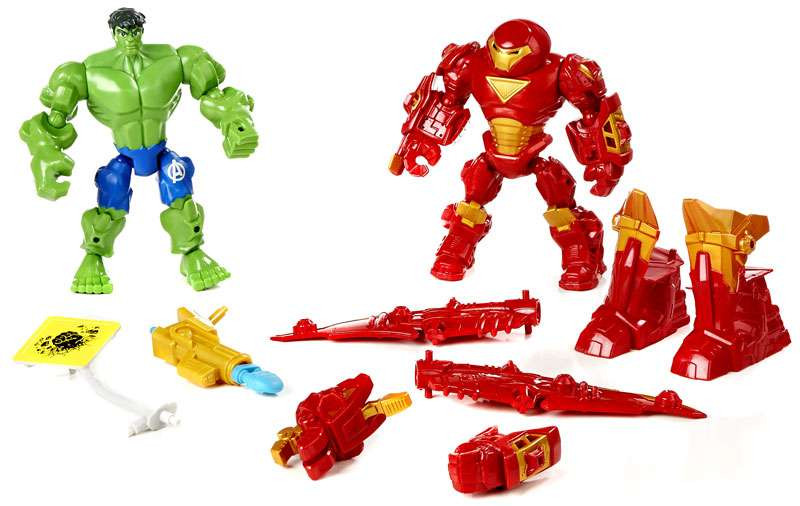 Marvel Hero Mashers Hulk Vs Hulk Buster - Set Di 2 Figure Intercambiabili Da 15 Cm, Gioco Creativo