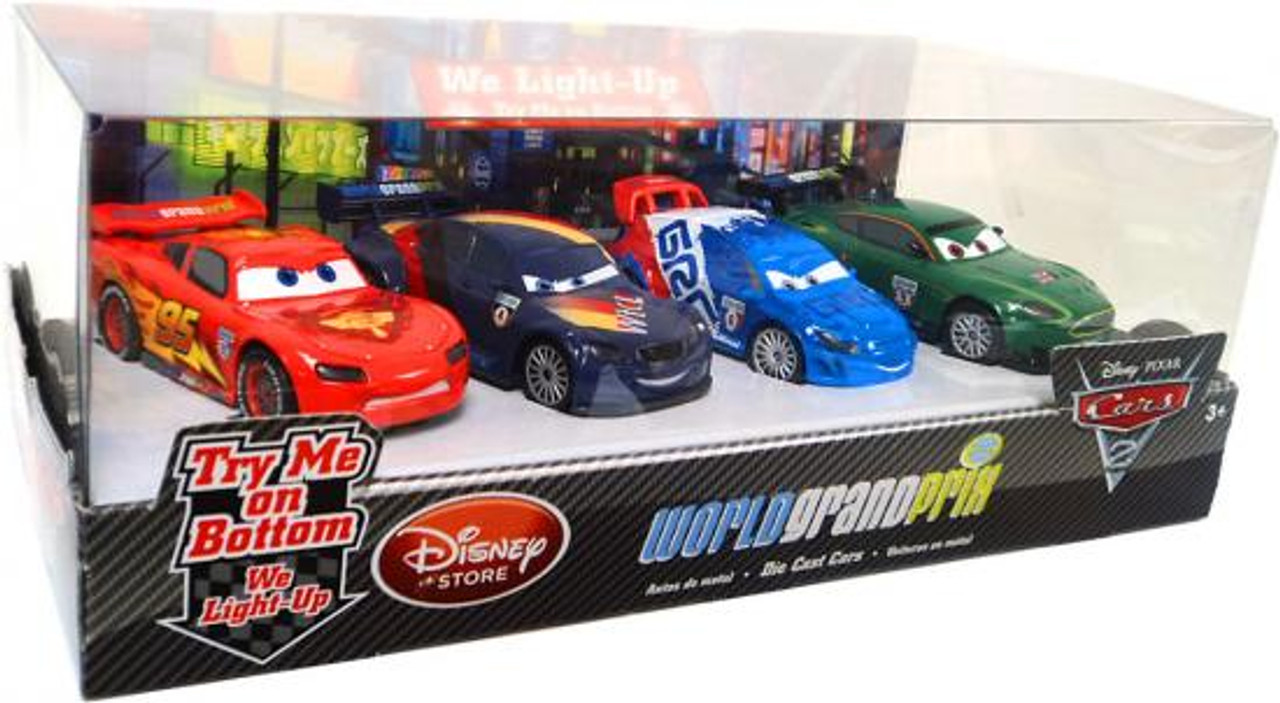 Disney Pixar Cars Cars 2 Light Up World Grand Prix Exclusive 143 Diecast Car Set Set 2 Damaged Package Toywiz