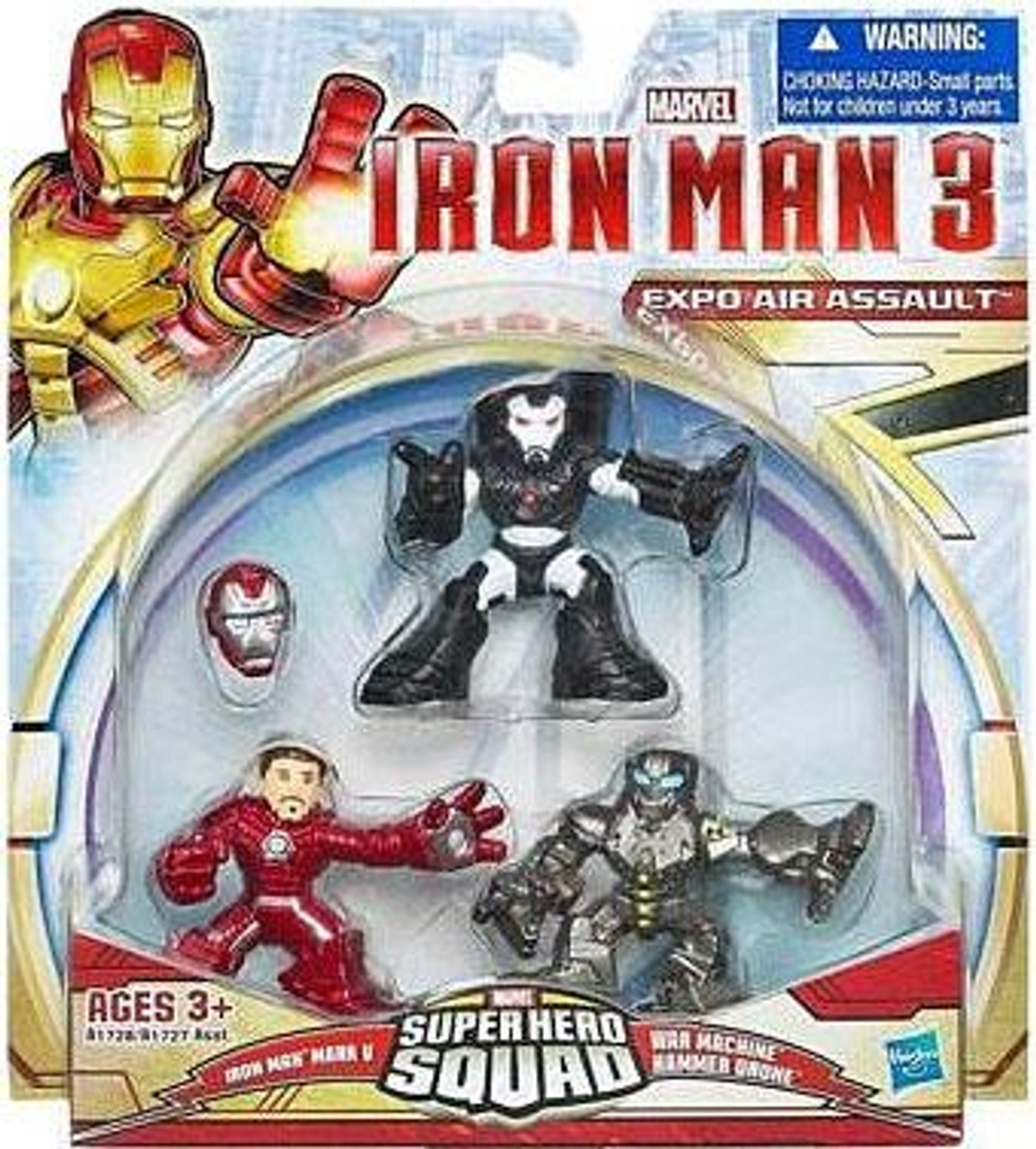 Iron Man 3 Superhero Squad Expo Air Assault Action Figure 3 Pack Damaged Package Hasbro Toys Toywiz - roblox iron man simulator war machine