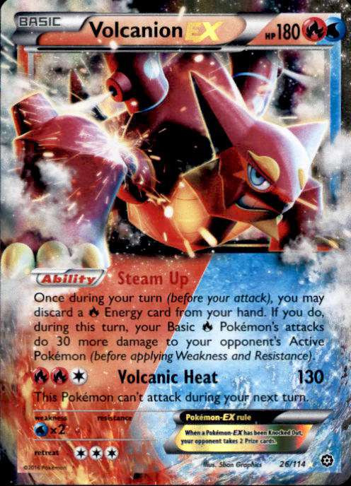 Pokemon X Y Steam Siege Single Card Ultra Rare Volcanion EX 26 ToyWiz