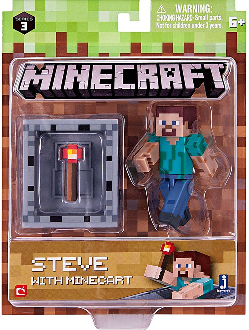 Minecraft Series 3 Steve With Minecart Action Figure Set Jazwares - ToyWiz