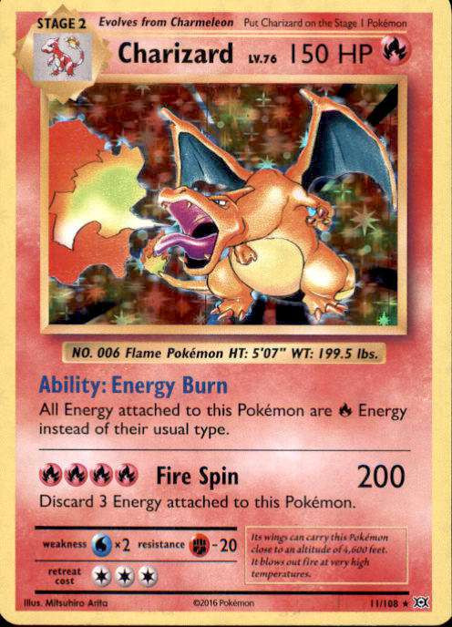 Pokemon X Y Evolutions Single Card Holo Rare Charizard 11 Lightly