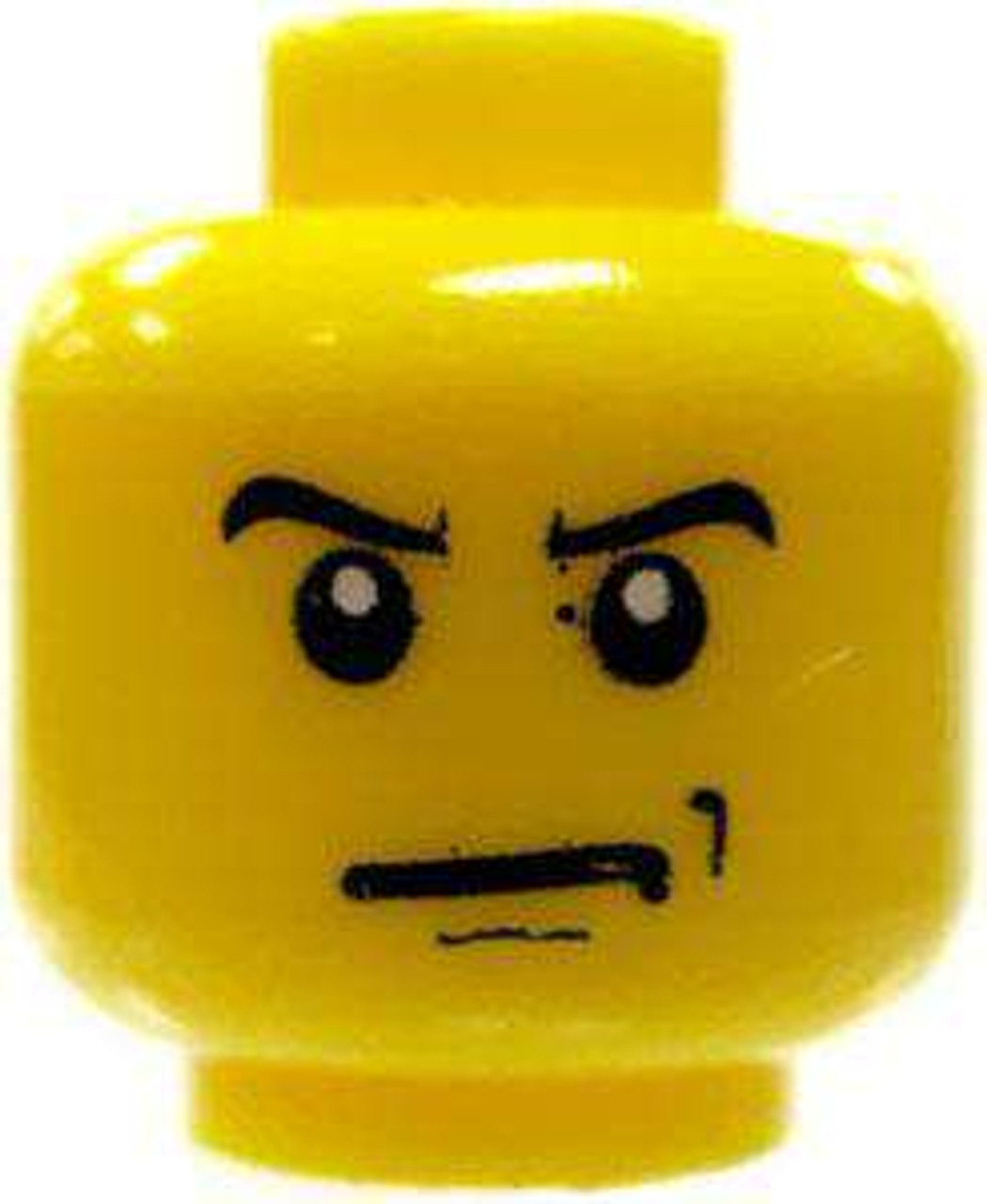 Lego Lego Minifigure Parts Angry Face Scowl Minifigure Head Yellow Loose Toywiz - evil smirk 3 face roblox