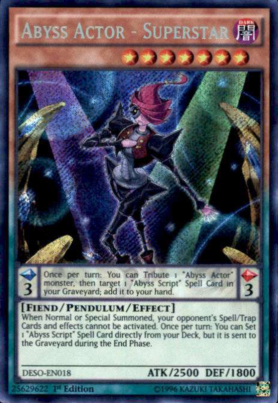 Yugioh Destiny Soldiers Single Card Secret Rare Abyss Actor Superstar Deso En018 Toywiz - one piece dark king roblox script