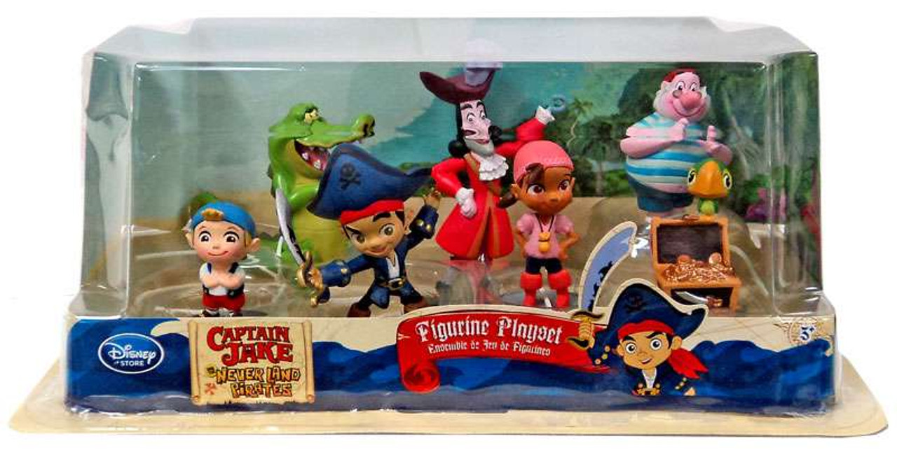 Disney Captain Jake And The Never Land Pirates 7 Piece Pvc Figurine Playset Version 2 Damaged Package Toywiz - rock out by the sea roblox video game characters pirate neverland