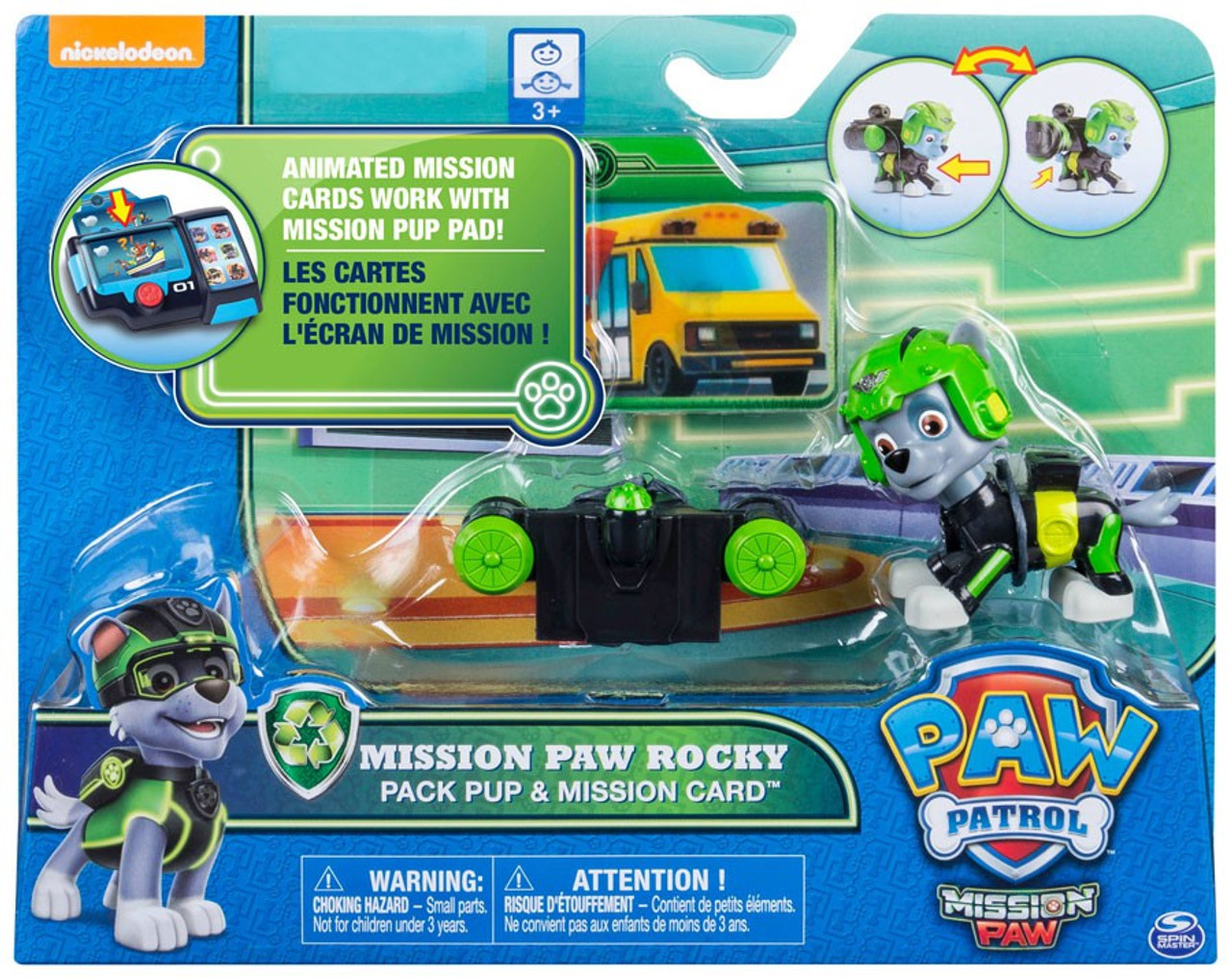 Paw Patrol Mission Paw Pack Pup Mission Card Mission Paw Rocky Exclusive Figure Spin Master