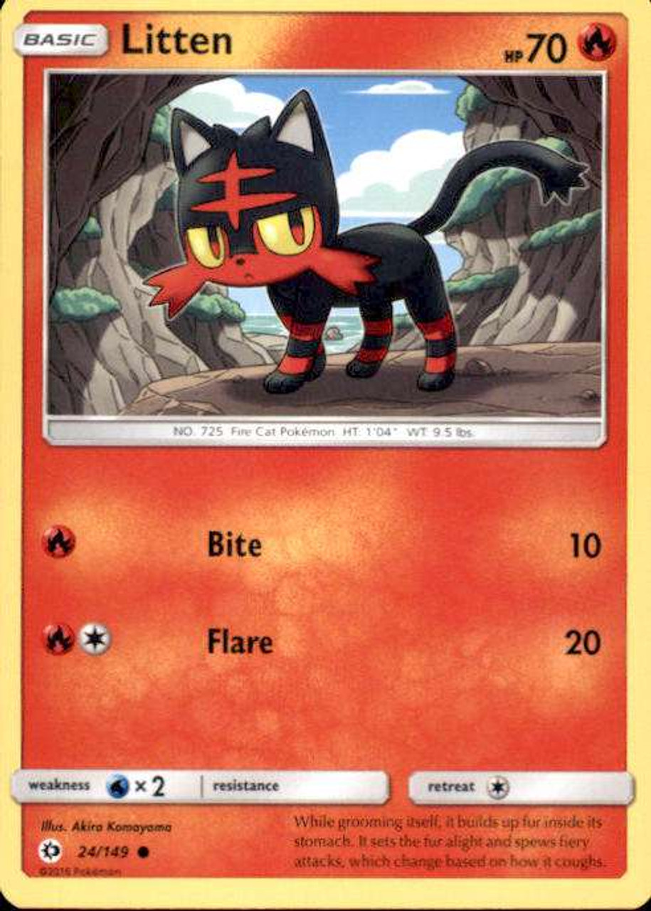 Pokemon Sun Moon Sun Moon Base Set Single Card Common Litten 24