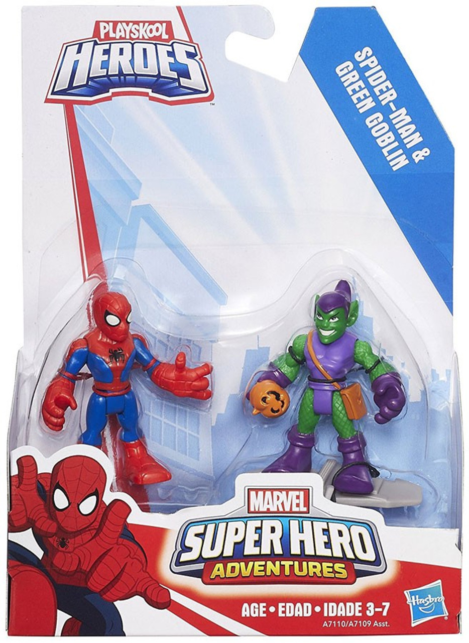 Marvel Playskool Heroes Super Hero Adventures Spider Man Green Goblin Action Figure 2 Pack 2017 6323