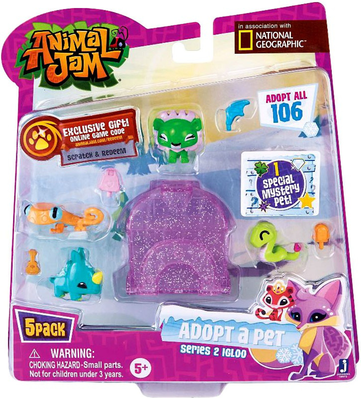 Animal Jam Adopt A Pet Series 2 Purple Igloo Mini Figure 5-Pack