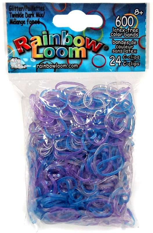 Rainbow Loom Twinkle Dark Glitter Rubber Bands Refill Pack 600 Count