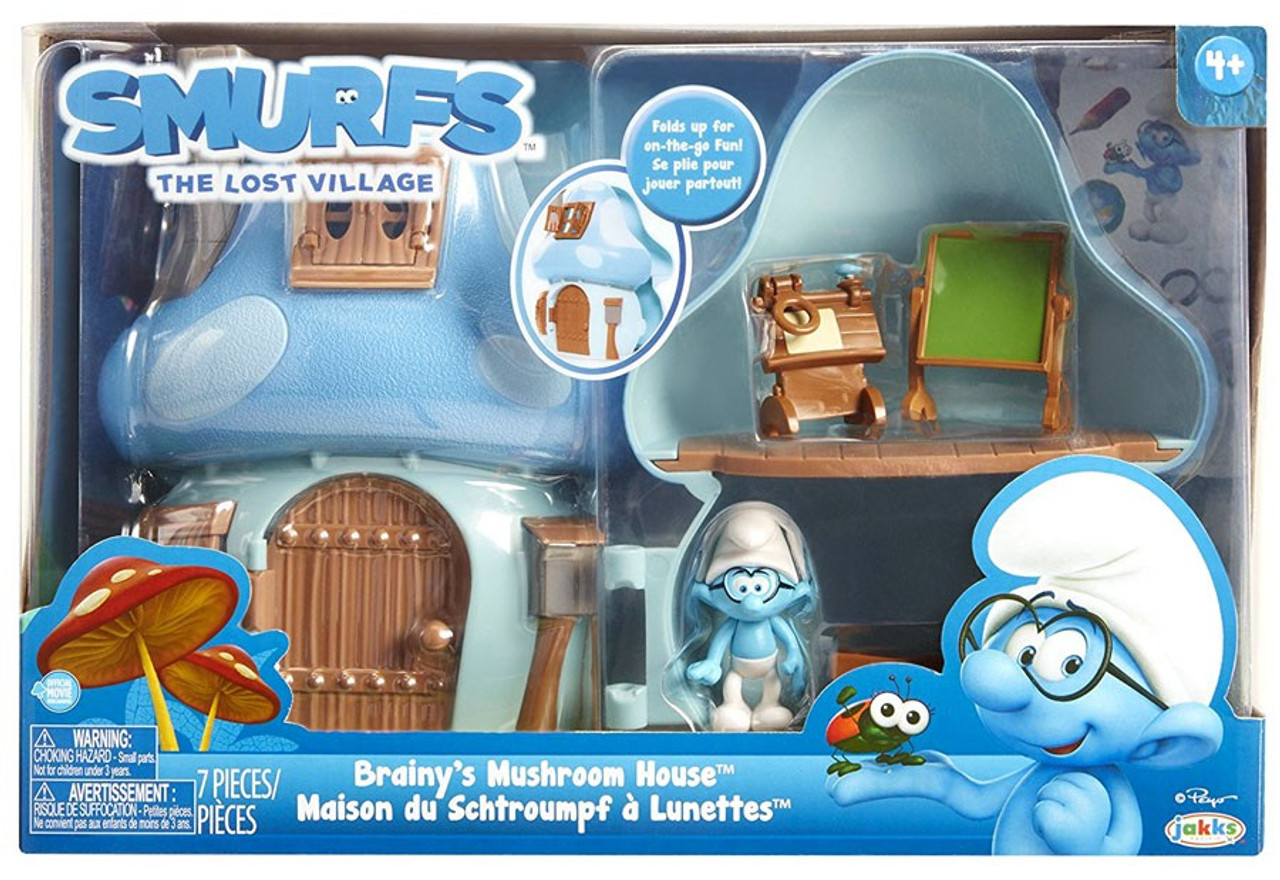 The Smurfs The Lost Village Brainys Mushroom House Figure Playset Jakks
