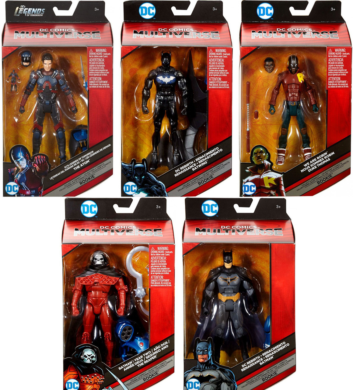 DC Multiverse Rookie Series Batman, Reaper, Nightwing, Robin Atom Set ...