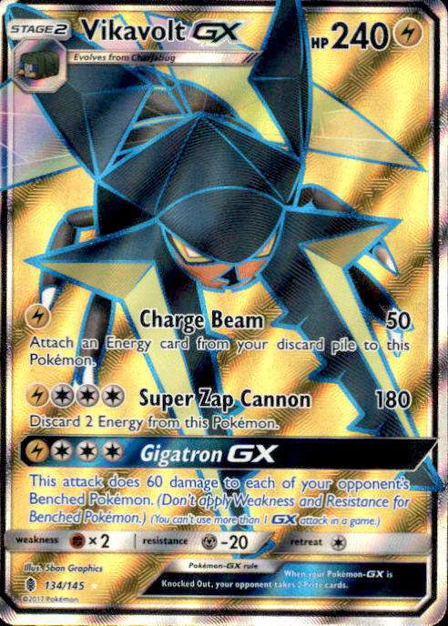 vikavolt gx pokemon card value Hyper Rare - 152/145 - Guardians Rising Colorless Super Zap Cannon (180) Discard 2 Energy from this Pokémon Vikavolt GX 45/145 - Guardians